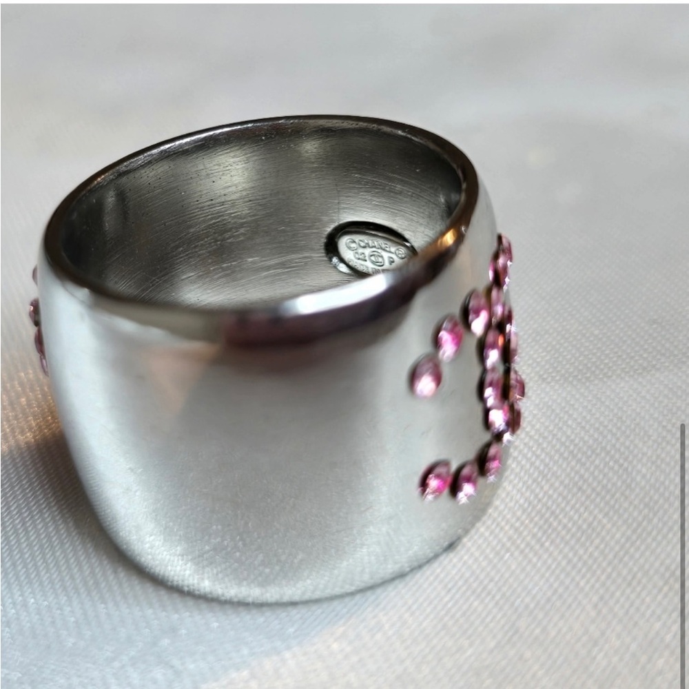 Chanel Silver Pink Gemstone Statement Ring.. Like… - image 3